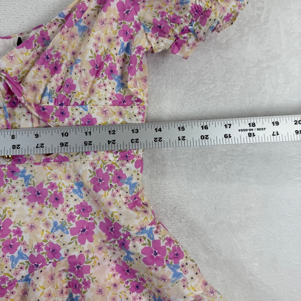 Thats So‎ Fetch Meadow Dress Pink Floral Butterfly Tiered Ruffle Mini US 4 - Picture 5 of 10
